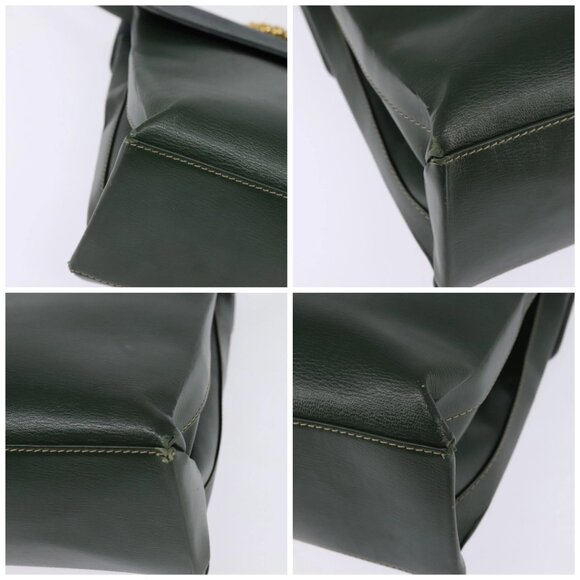 LOEWE Velazquez Hand Bag Suede Leather 2way Green Gold Auth BA6067 - Picture 15 of 16